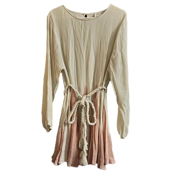 Entro Beige and Peach Long Sleeve Dress - Picture 1 of 3